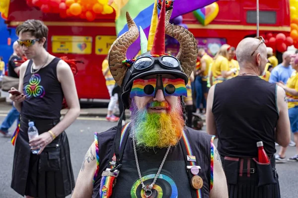 Colourful bearded man in Gay Pride Parade — Stok fotoğraf