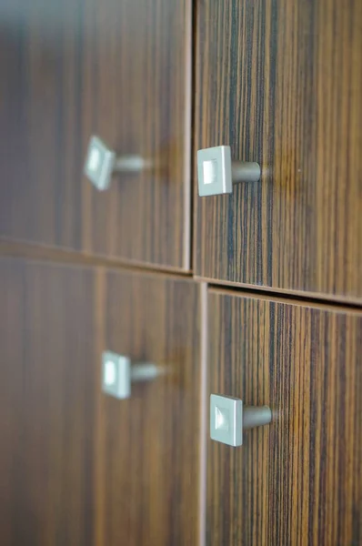 Vertical Closeup Shot Wooden Closet Four Doors — Stockfoto