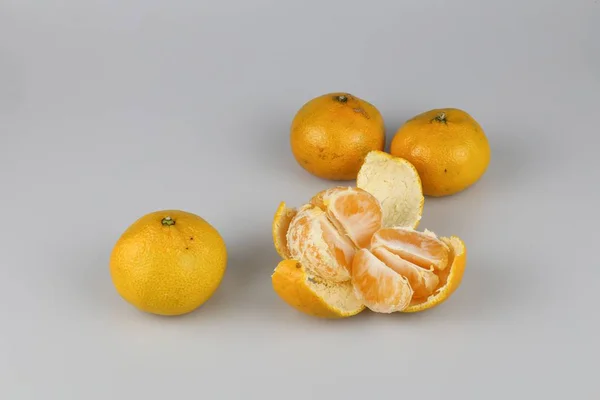 High Angle Shot Delicious Fresh Tangerines White Surface — Stock Photo, Image