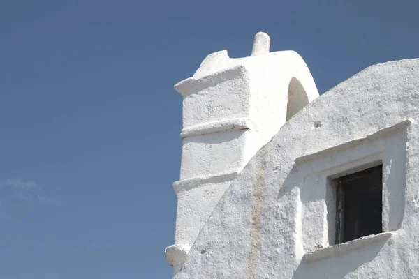 Paysage Ancien Clocher Église Qui Touche Ciel Dans Île Grecque — Photo