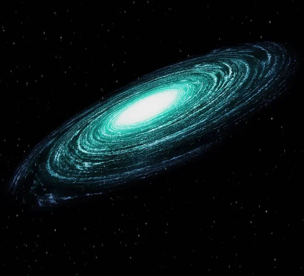 Иллюстрация Цветной Галактики Темном Фоне Нарисованными Звездами — стоковое фото