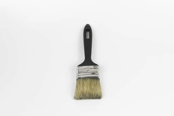 Overhead Shot Medium Size Flat Brush White Colored Surface Background — Stock Photo, Image