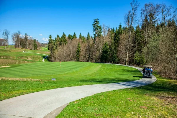 Hög Vinkel Skott Vägen Golfbanan Otocec Slovenien — Stockfoto