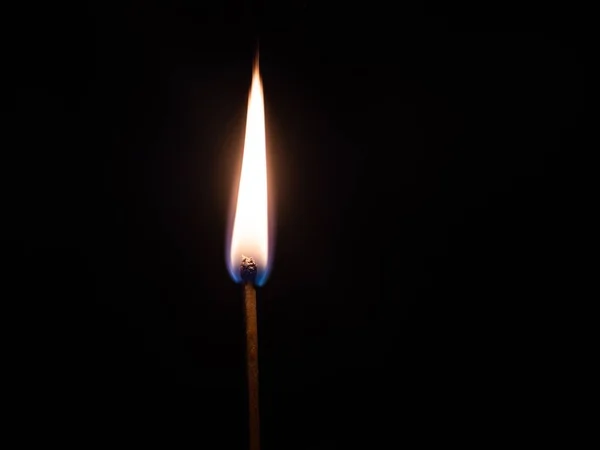 Closeup Shot Lit Match Stick Black Background — 스톡 사진