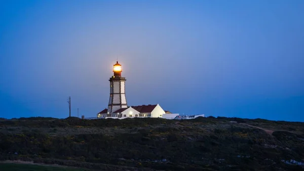 Der Leuchtturm Cabo Espichel Sesimbra Portugal Nachts — Stockfoto