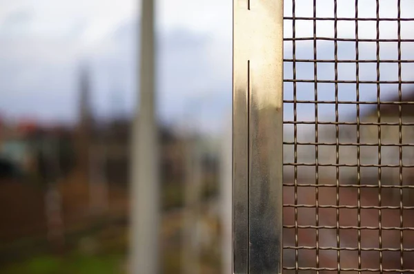 Closeup Shot Metal Fence Blurred Background — Stok fotoğraf