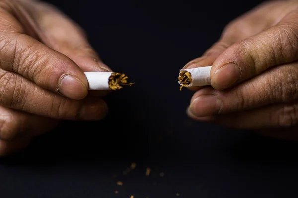 Closeup shot of a cigarette cut in half-quitting smoking concept — Stock Photo, Image