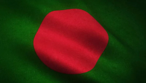 Nahaufnahme der Flagge von Bangladesch mit interessanten Texturen — Stockfoto