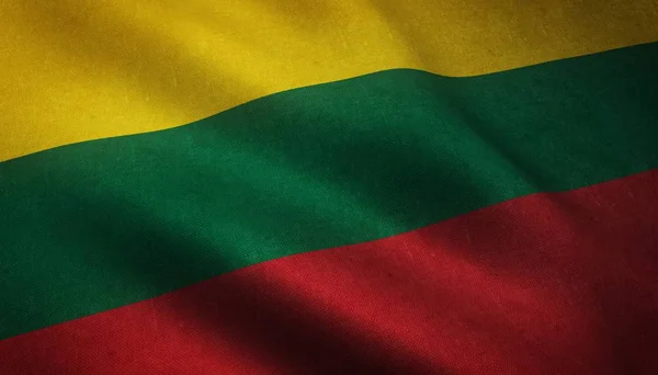 Zbliżenie flagi Litwy z ciekawymi teksturami — Zdjęcie stockowe