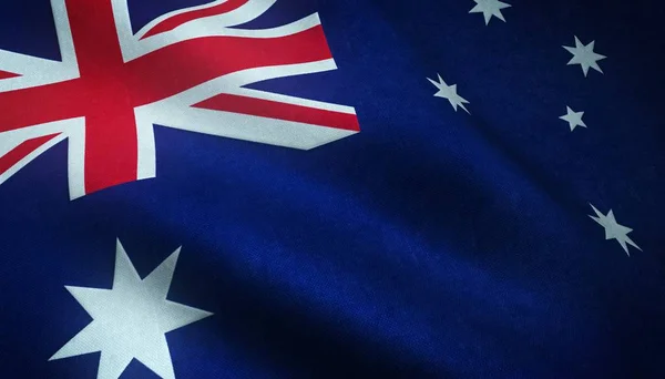 흥미있는 텍스처와 함께 오스트레일리아의 흔들리는 깃발을 클로즈업 사진 — 스톡 사진