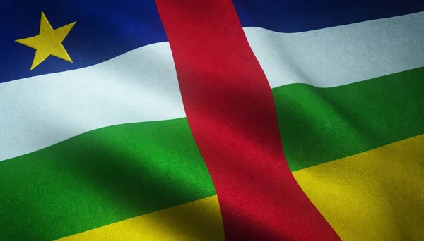 Close-up van de vlag van Centraal-Afrikaanse Republiek met interessante texturen — Stockfoto