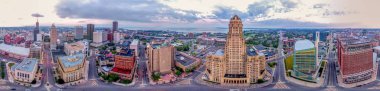 A panoramic shot of a beautiful cityscape with tall buildings in Buffalo, New York clipart
