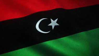 A closeup shot of the waving flag of Libya with interesting textures clipart