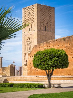 Beautiful view of the famous Tour Hassan in Rabat, Morocco clipart