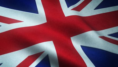 Closeup shot of the realistic flag of the United Kingdom with interesting textures clipart