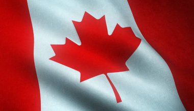Closeup shot of the waving flag of Canada with interesting textures clipart