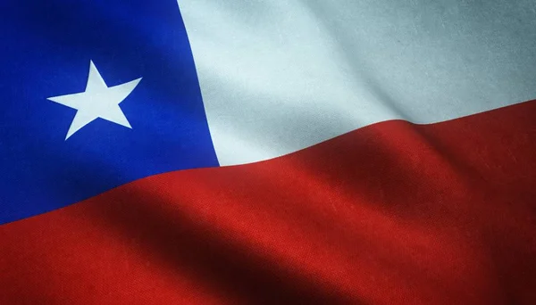 Nahaufnahme der realistischen Flagge Chiles mit interessanten Texturen — Stockfoto