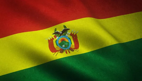 Een Close Van Vlag Van Bolivia Met Interessante Texturen — Stockfoto