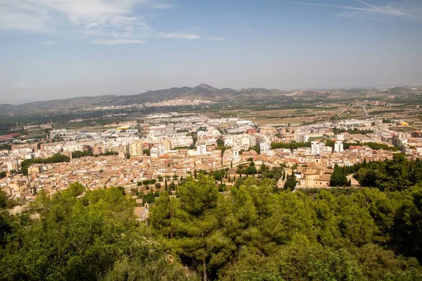 Vue Ville Xativa Avec Ses Vieux Bâtiments Ses Arbres Premier — Photo