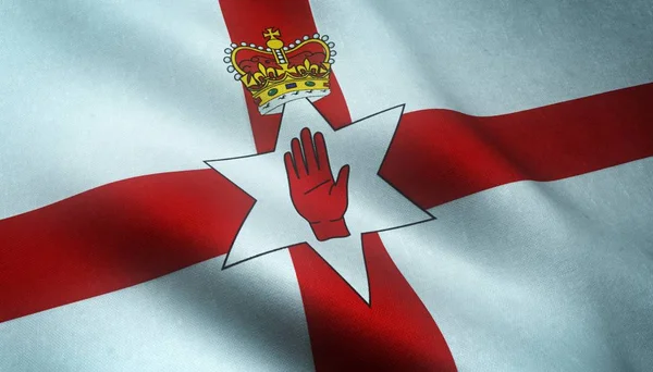 Zbliżenie flagi falującej Irlandii Północnej z ciekawymi teksturami — Zdjęcie stockowe