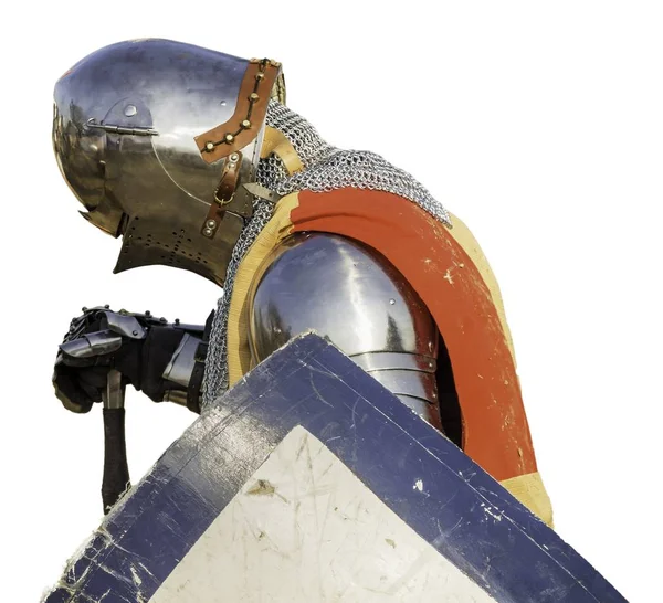 Bowing Spanish medieval knight isolated on a white background — Stock Photo, Image