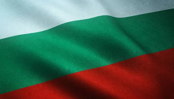 Foto de cierre de la bandera de Bulgaria con texturas interesantes — Foto de Stock