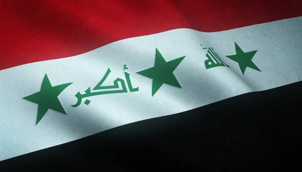 Realistic Shot Waving Flag Iraq Interesting Textures — Stock Photo, Image