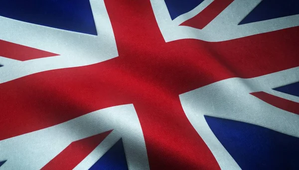 Closeup shot of the realistic flag of the United Kingdom with interesting textures — Stock Photo, Image