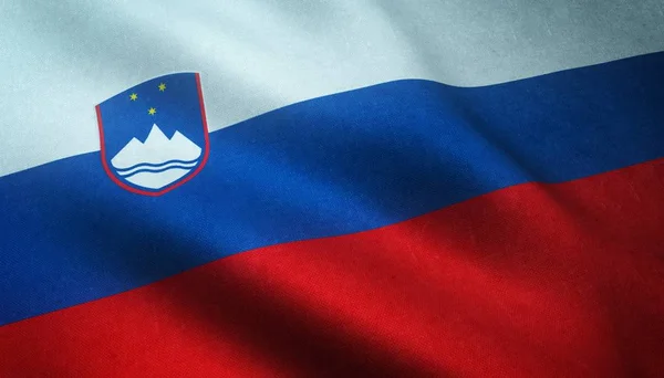 Een Close Van Realistische Vlag Van Slovenië Met Interessante Texturen — Stockfoto
