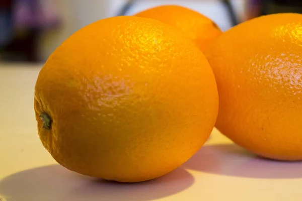 Closeup Shot Juicy Oranges Table — Stok Foto