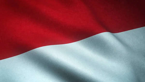 Closeup shot of the waving flag of Monaco with interesting textures — Stock Photo, Image