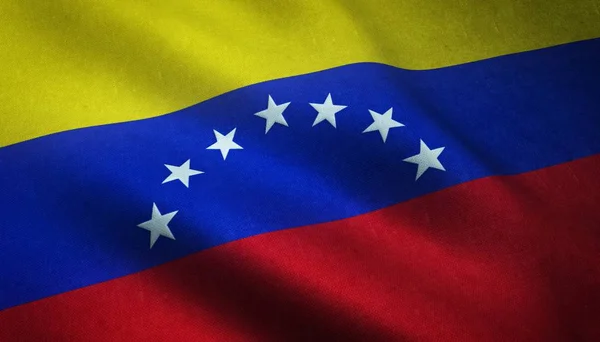 興味深いテクスチャでベネズエラの現実的な旗のクローズアップショット — ストック写真