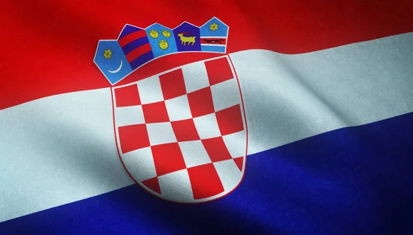 Κοντινό πλάνο της κυματίζουσας σημαίας της Κροατίας με ενδιαφέρουσες υφές — Φωτογραφία Αρχείου