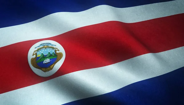 Closeup Shot Waving Flag Costa Rica Interesting Textures - Stock-foto
