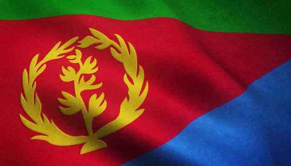 Uno Scatto Ravvicinato Della Bandiera Ondeggiante Dell Eritrea Con Interessanti — Foto Stock