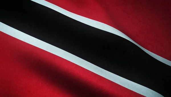 Close-up van de zwaaiende vlag van Trinidad en Tobago met interessante texturen — Stockfoto