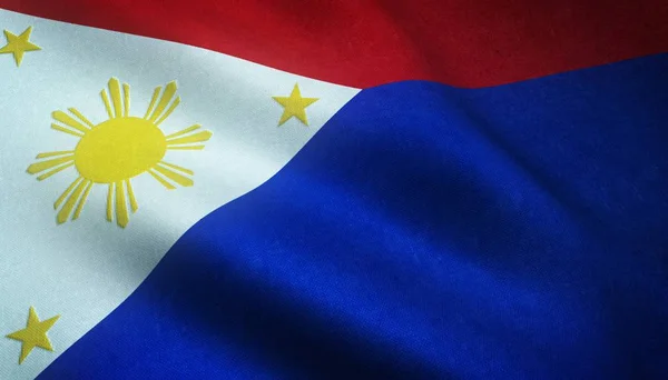 Closeup shot of the waving flag of the Philippines with interesting textures — Stock Photo, Image