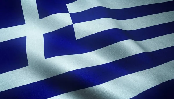 Disparo Clausura Bandera Onduladora Grecia Con Texturas Interesantes —  Fotos de Stock