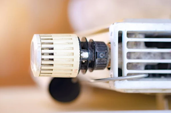 Closeup shot of a metal heater knob — Stock Image Closeup shot of a metal heater knob Stock Photo