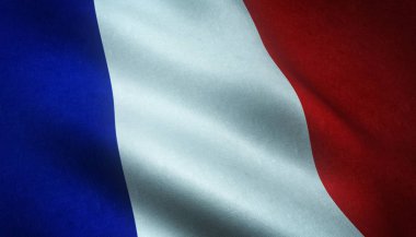Closeup shot of the waving flag of France with interesting textures clipart