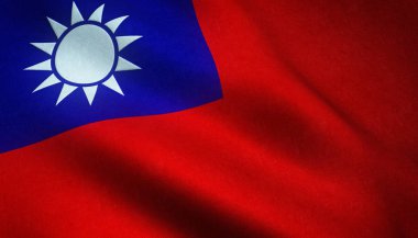 Closeup shot of the realistic flag of Taiwan with interesting textures clipart
