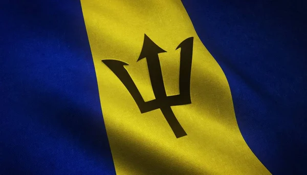 Closeup shot of the flag of Barbados with interesting textures — Stock Photo, Image