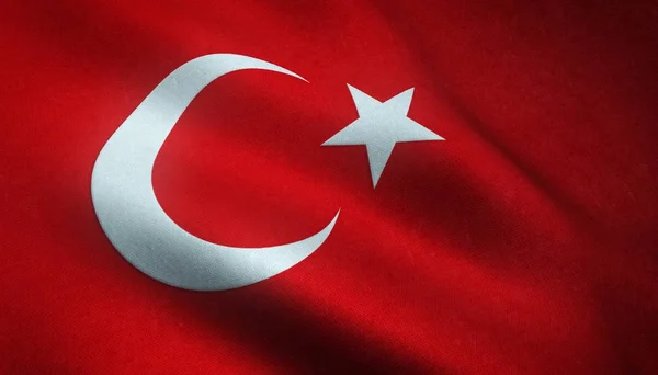 Closeup shot of the waving flag of Turkey with interesting textures — Stock Photo, Image