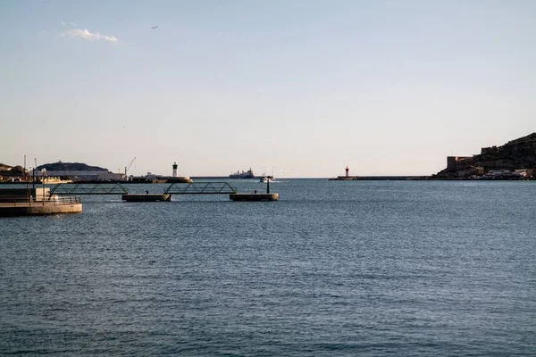 Beautiful shot of a Spanish port in Cartagena under a clear sky — Stock Photo, Image