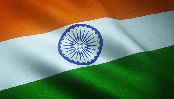 Detailní Záběr Vlajku Indie Zajímavými Texturami — Stock fotografie