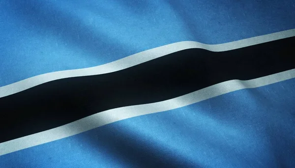 Closeup shot of the waving flag of Botswana with interesting textures — Stock Photo, Image