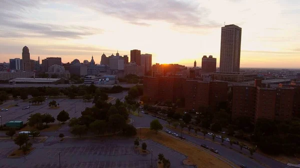 Tiro Ângulo Alto Uma Paisagem Urbana Com Edifícios Altos Buffalo — Fotografia de Stock