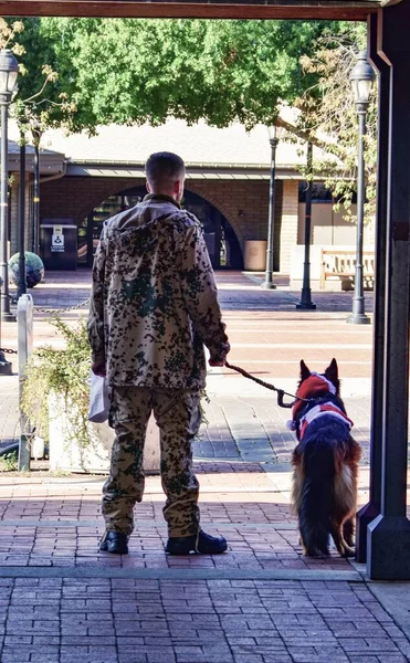 Voják a jeho pes. — Stock fotografie