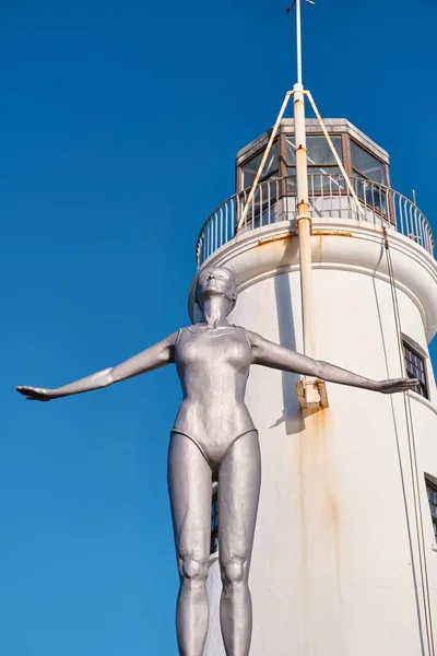 Foto ravvicinata della statua di Diving Belle nello Scarborough nord dello Yorkshire — Foto Stock