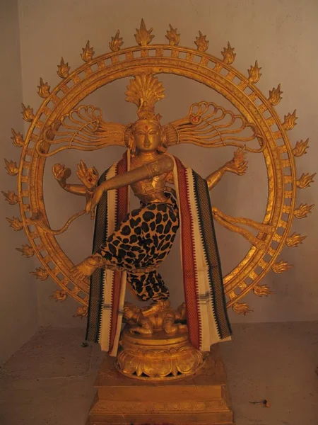 Vertical shot of a golden Hindu statue — Stock Photo, Image